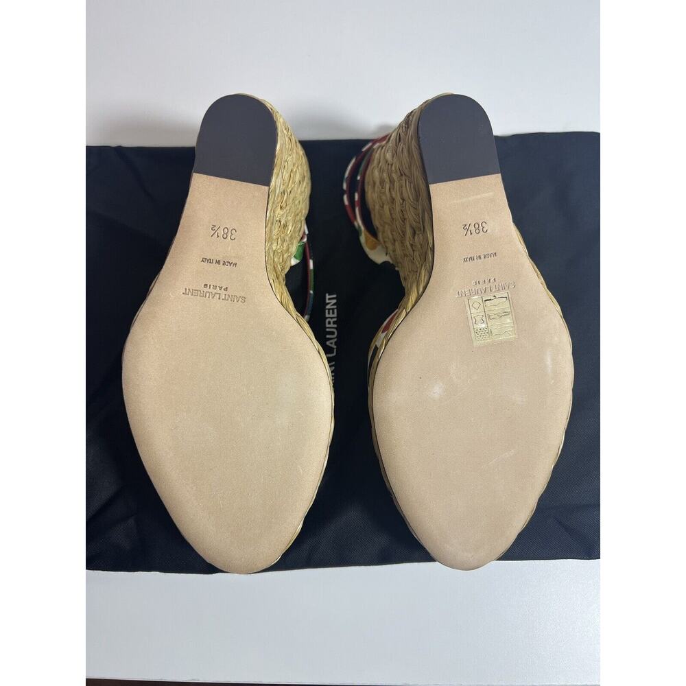 SAINT LAURENT Paloma Heart-Print Wedge Espadrilles Size 38.5 - Picture 10 of 12